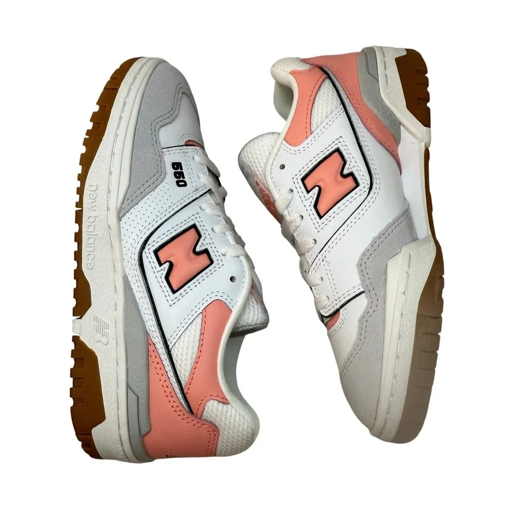 New Balance 550 Basketball Sneakers White Pink Grey Youth 5.5 Womens 7 NEW